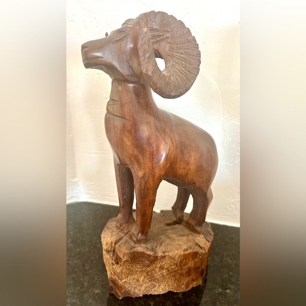 Vintage Ironwood Hand Carved HORN RAM 12" from Mexico